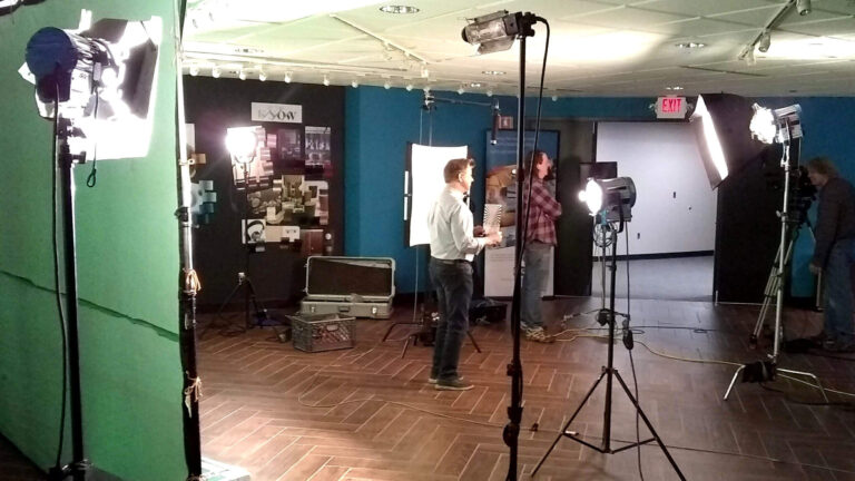 video shoot on-location green screen