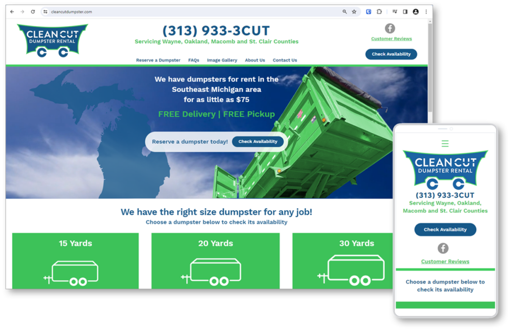 Clean Cut Dumpster Web Page